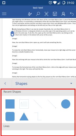 Microsoft Word, Android, editar, agregar, imágenes, formas