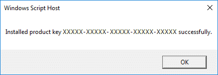 Clave de producto instalada XXXXX-XXXXX-XXXXX-XXXXX-XXXXX con éxito