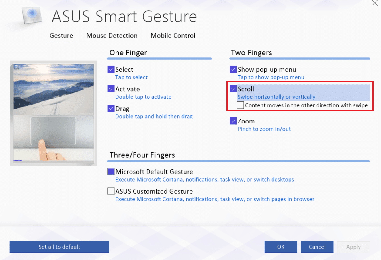 Asus Smart Gesture para personalizar