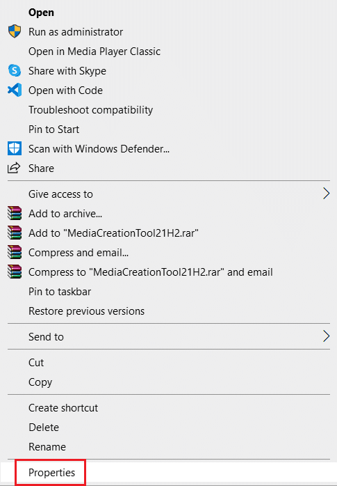 haga clic derecho en la herramienta de creación de Windows Media y seleccione propiedades