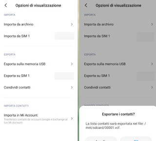 exportación de contactos