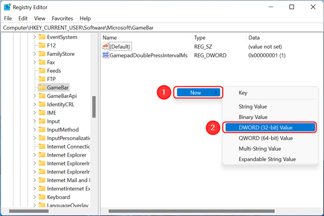 Crear una nueva entrada de registro en Windows