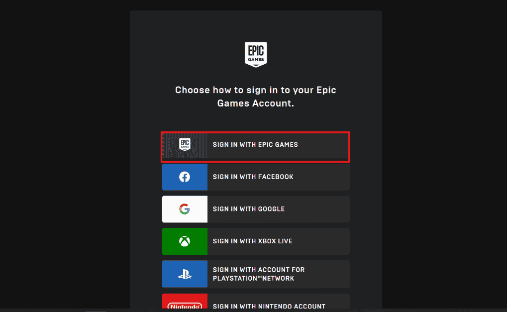 Haz clic en INICIAR SESIÓN EN EPIC GAMES | Cómo desactivar los controles parentales en Fortnite