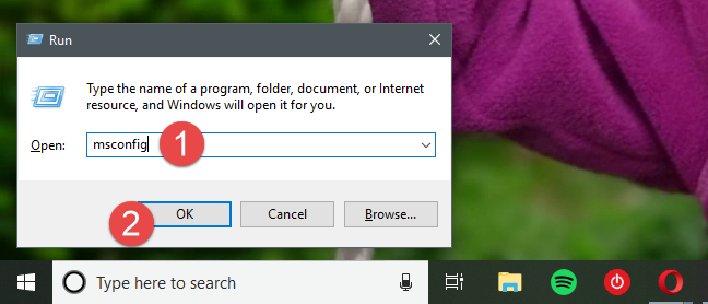 Configuración del sistema, msconfig