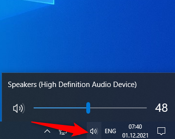 El control deslizante de volumen de Windows 10