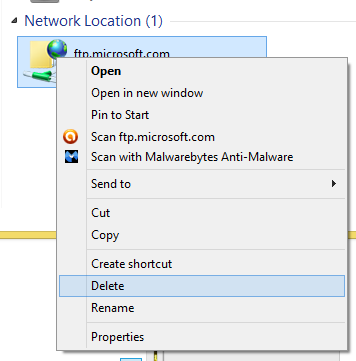 Eliminar ubicaciones de red asignadas como unidades en Windows 8
