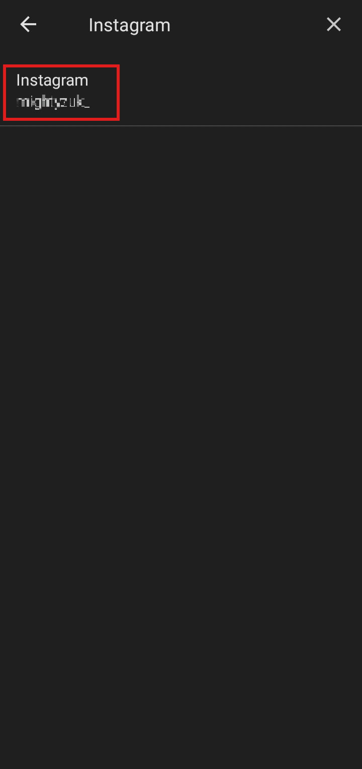 Toque en Instagram para ver su contraseña y nombre de usuario