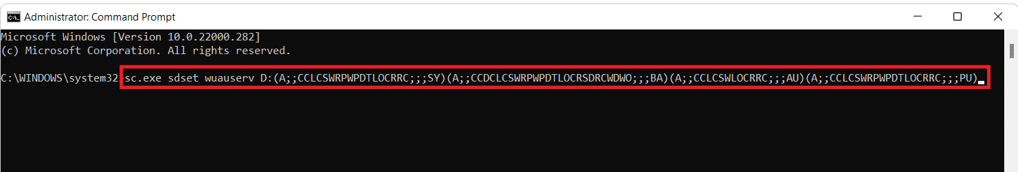 escriba el comando de reinicio dado en el símbolo del sistema