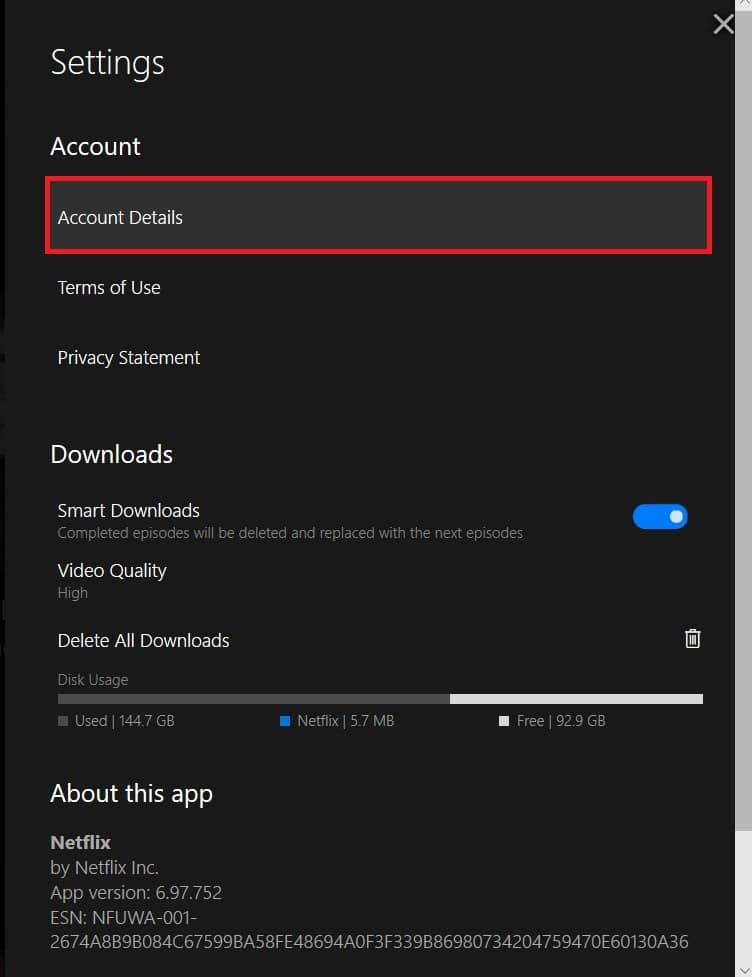 Haga clic en 'Detalles de la cuenta'