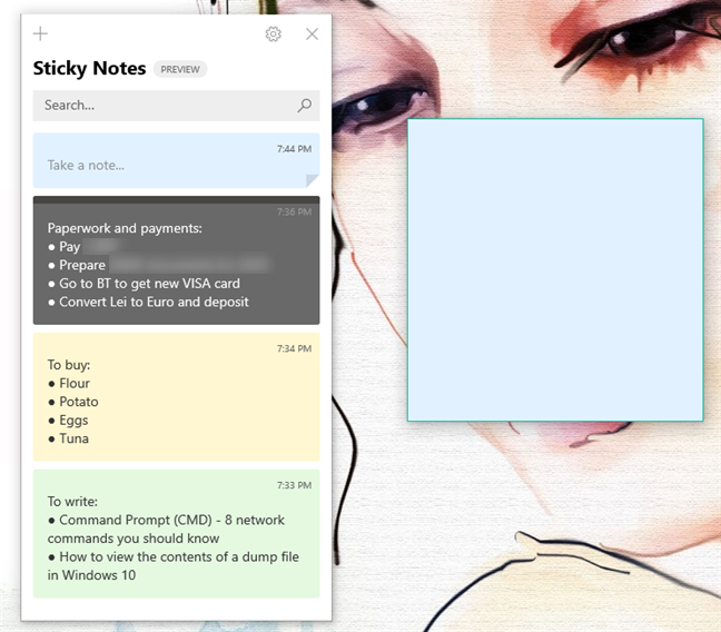 La ventana Sticky Notes muestra todas tus notas sincronizadas