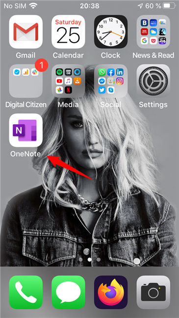 OneNote se puede encontrar en la pantalla de inicio de su iPhone