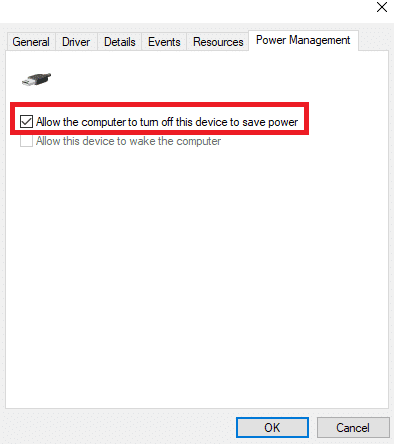 Aquí, cambie a la pestaña Administración de energía y desmarque la casilla Permitir que la computadora apague este dispositivo para ahorrar energía.  Arreglar el lector de tarjetas Realtek Windows 10 no funciona