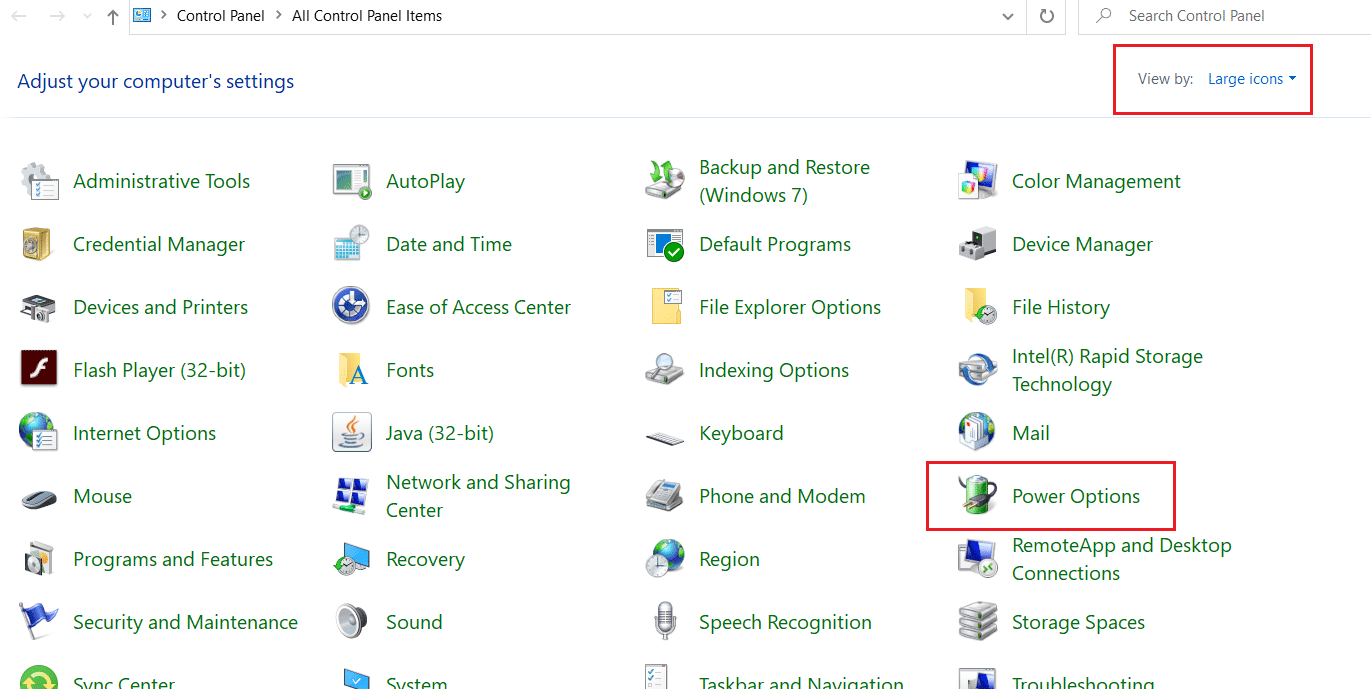vaya a Opciones de energía y haga clic en él.  Arreglar el lector de tarjetas Realtek Windows 10 no funciona