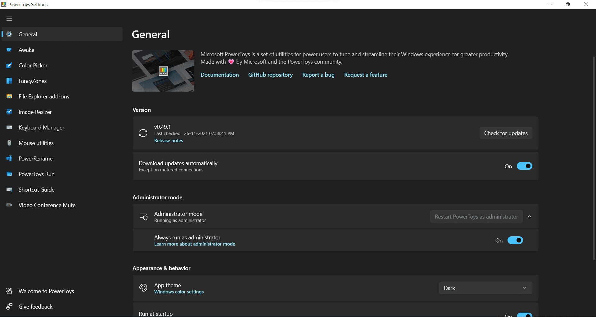 Utilidades de la aplicación PowerToys win11