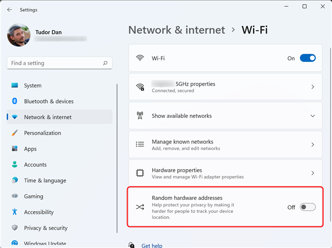 Deshabilite la dirección de hardware aleatoria para todas las redes Wi-Fi en Windows 11