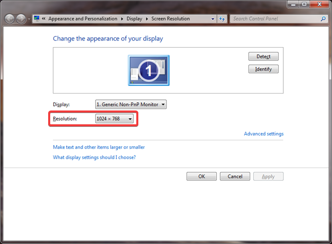 Cambiar la resolución de pantalla en Windows 7
