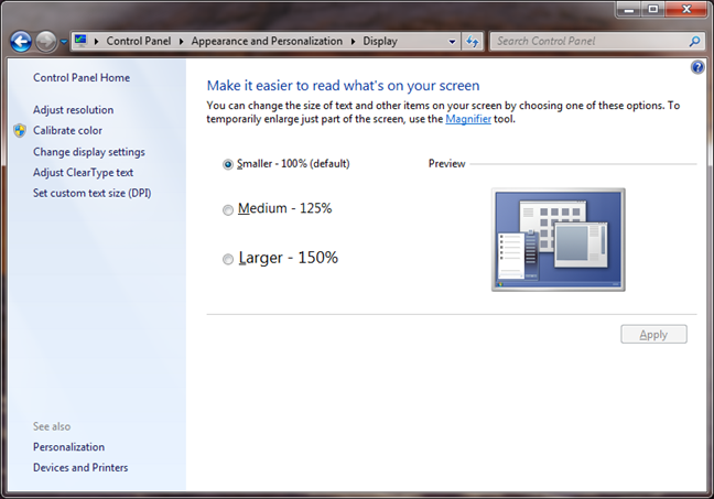 Facilite la lectura de lo que hay en su pantalla en Windows 7