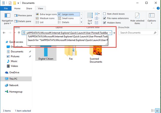 Explorador de archivos, Windows 10, inicio, carpeta, ubicación, configurar