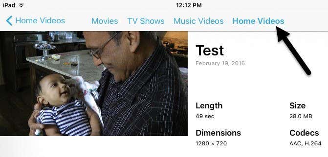 películas caseras en el iPad