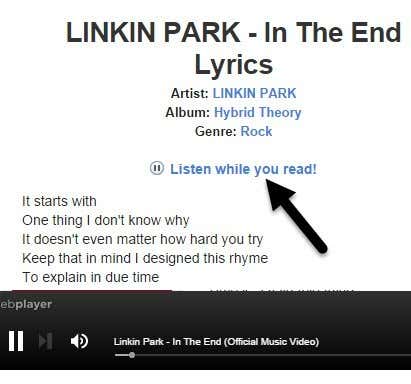 reproducir las letras de las canciones