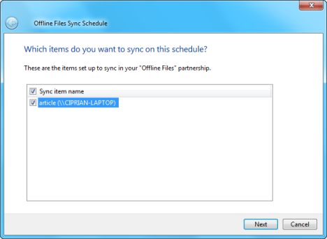 Configuración del centro de sincronización en Windows 7