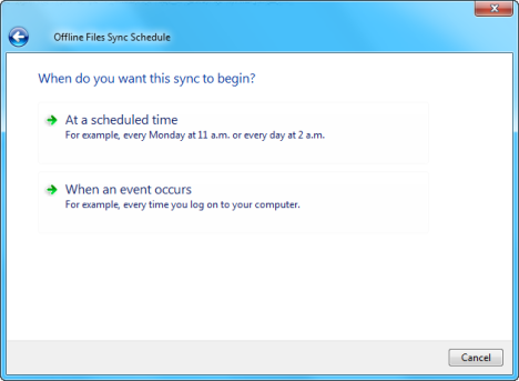 Configuración del centro de sincronización en Windows 7