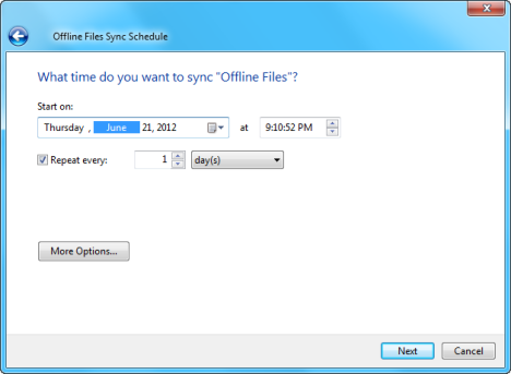 Configuración del centro de sincronización en Windows 7
