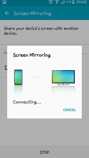 Android, proyecto, conexión, inalámbrico, Miracast, adaptador, monitor, TV, proyector
