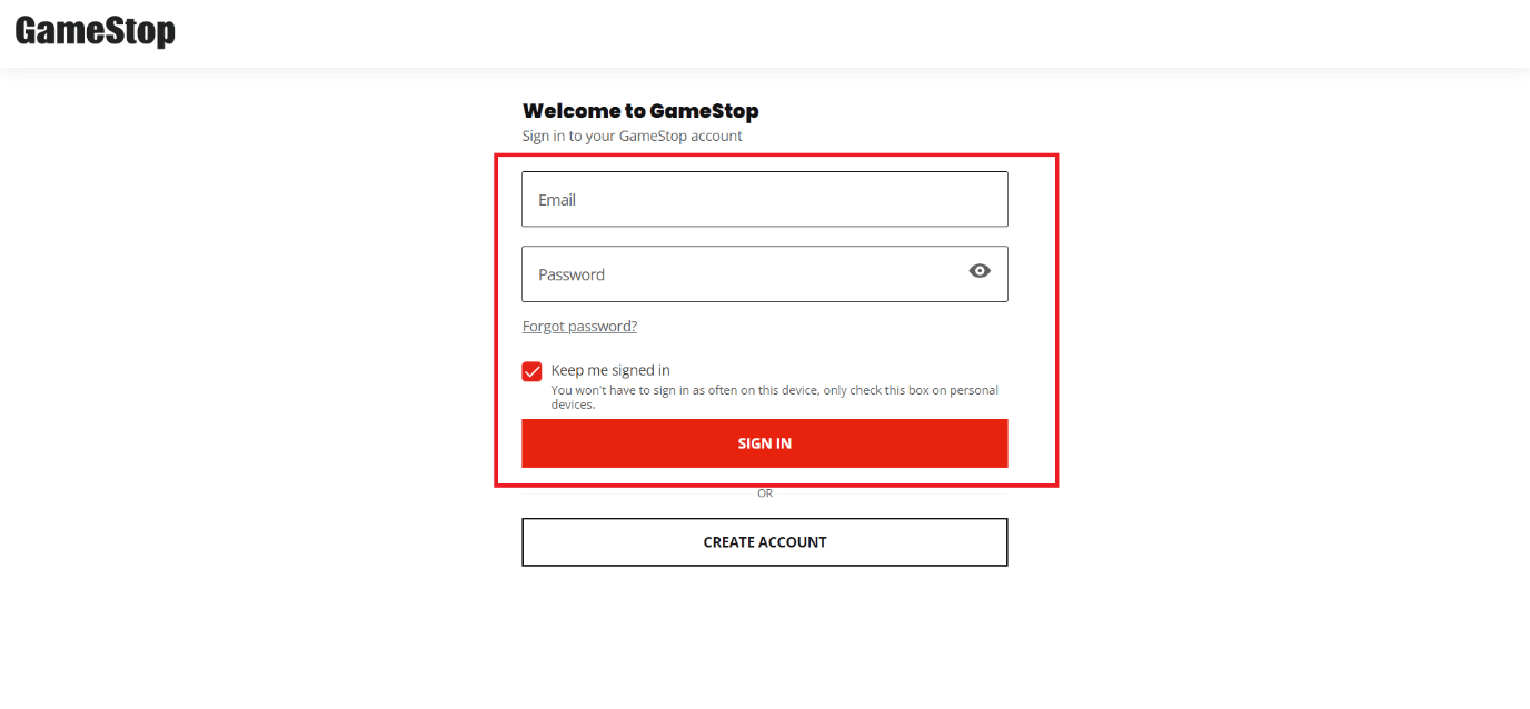 Visite el sitio web de GameStop e inicie sesión en su cuenta |  Cómo usar el certificado de recompensa de gamestop en línea
