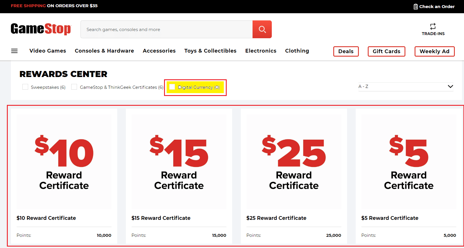 Centro de Recompensas - Moneda Digital |  canjear cupones de GameStop