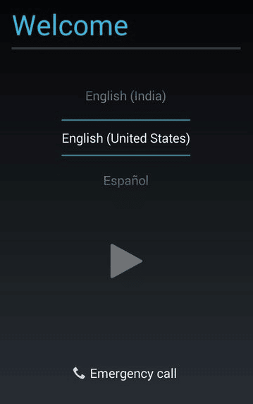 Pantalla de bienvenida