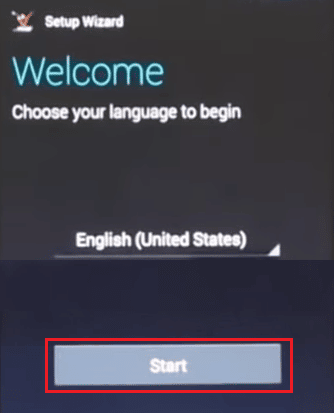 Toque Iniciar en la pantalla del asistente de configuración de bienvenida