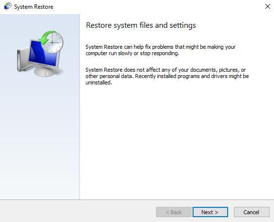 Windows, Restaurar sistema