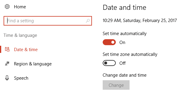 configurar la hora automáticamente en la configuración de fecha y hora