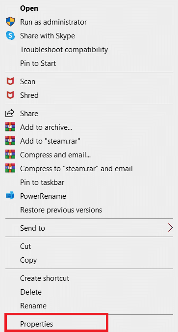 Seleccione Propiedades.  Arreglar el archivo de contenido de Steam bloqueado