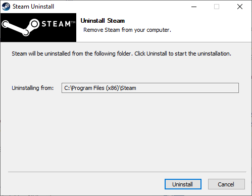 Ahora, confirme el aviso haciendo clic en Desinstalar.  Arreglar el archivo de contenido de Steam bloqueado
