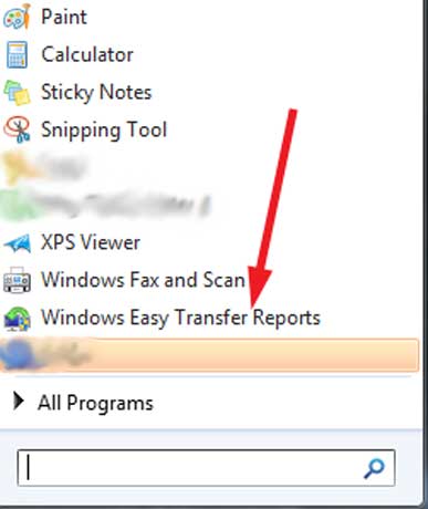 Informes de transferencia fácil de Windows