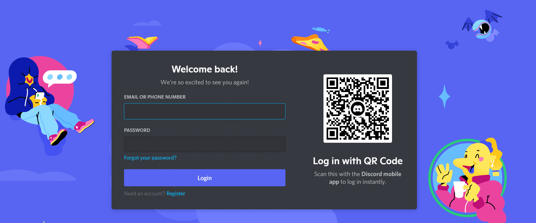 Página de inicio de sesión de discordia.  Cómo arreglar la cámara Discord que no funciona en Windows 10