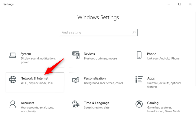La red &erio;  Categoría de configuración de Internet