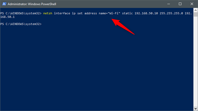 netsh interface ip set address name=