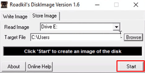 Después de configurar todos los ajustes, haga clic en Iniciar para finalmente crear una imagen