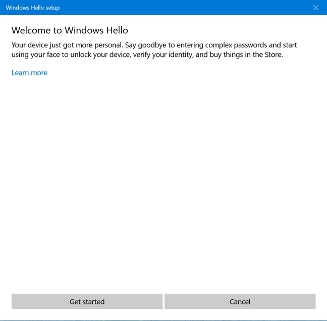 Asistente de instalación de Windows Hello