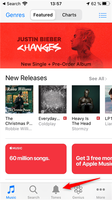 Botón de tonos de llamada de iTunes Store