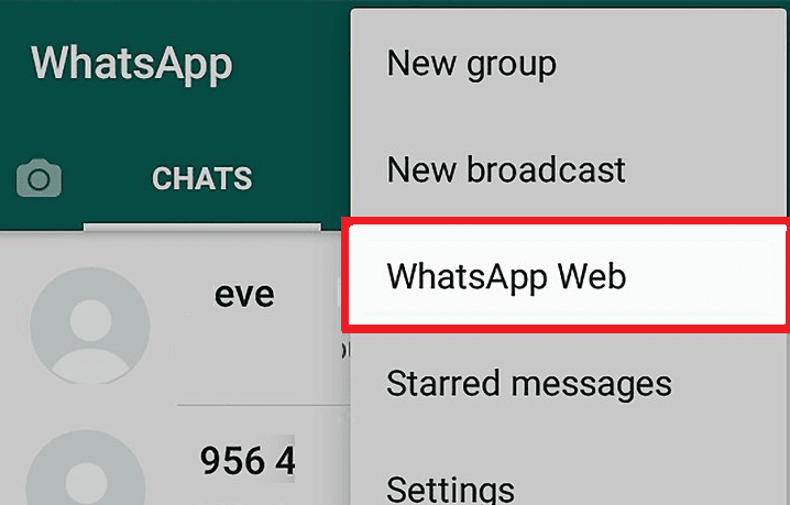 Abra Whatsapp y luego, desde el menú, toque WhatsApp Web