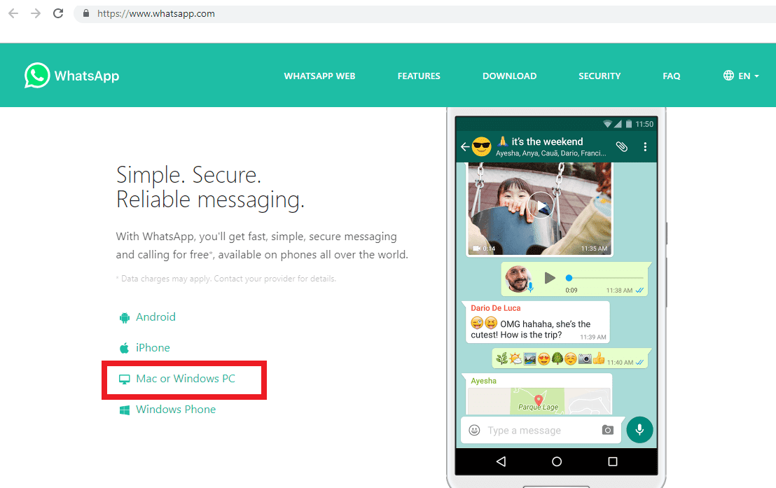 Descargar WhatsApp para Mac o PC con Windows