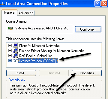 propiedades de conexion de red