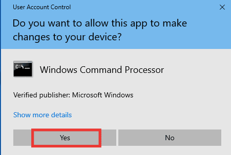 Haga clic en Sí para conceder el permiso.  Arreglar disco duro externo no accesible en Windows 10