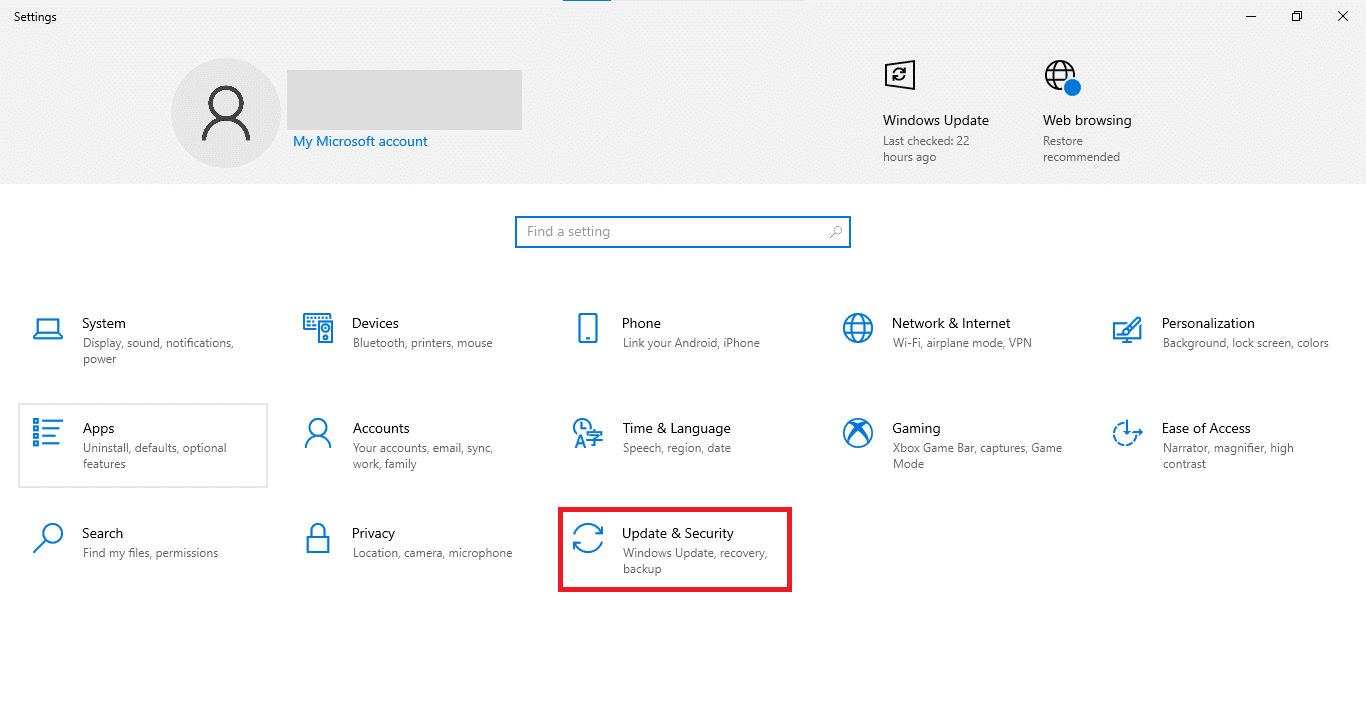 Actualización y seguridad en las ventanas de configuración |  Arreglar la instalación pendiente de la actualización de Windows 10