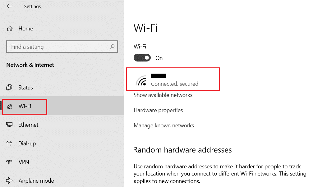 haga clic en el menú wifi en el panel izquierdo y seleccione su red