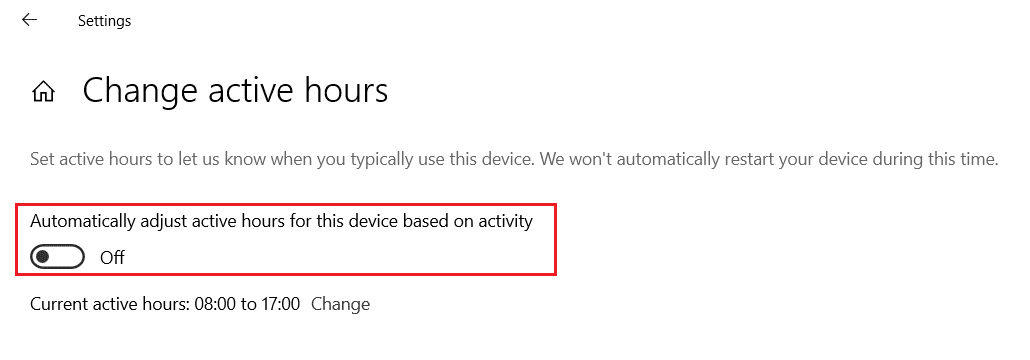 desactivar ajustar automáticamente las horas activas para este dispositivo en función de la actividad